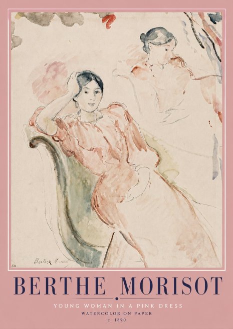 Berthe Morisot Young Woman in a Pink Dress II No4 - Plakat