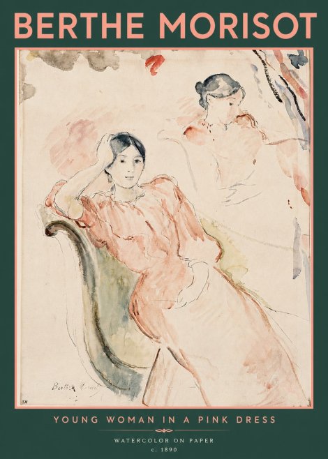 Berthe Morisot Young Woman in a Pink Dress II No5 - Plakat