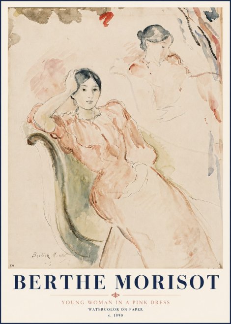 Berthe Morisot Young Woman in a Pink Dress II No6 - Plakat