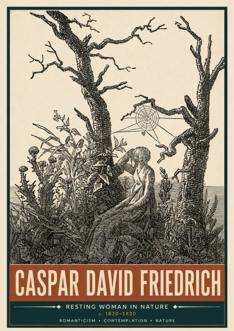 Caspar David Friedrich Resting Woman in Nature No5 - Plakat