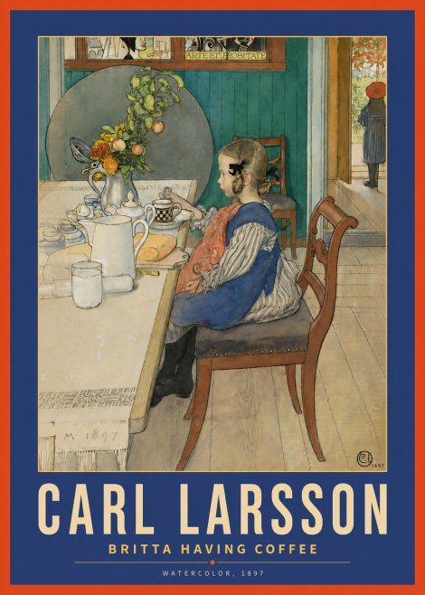 Carl Larsson Britta Having Coffee No2 - Plakat