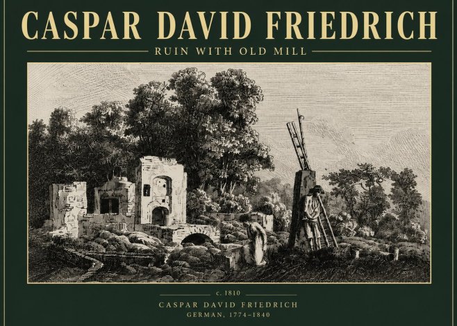 Caspar David Friedrich Ruin with Old Mill No4 - Plakat