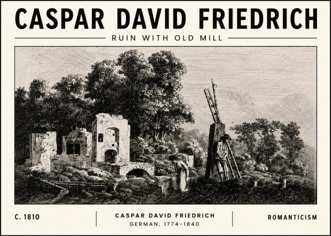 Caspar David Friedrich Ruin with Old Mill No5 - Plakat