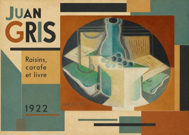 Juan Gris Raisins, Carafe Et Livre No2 - Plakat