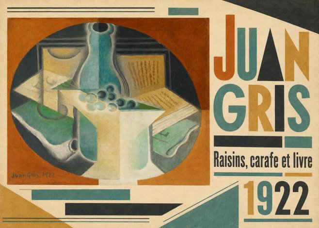 Juan Gris Raisins, Carafe Et Livre No4 - Plakat