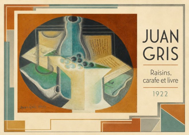 Juan Gris Raisins, Carafe Et Livre No5 - Plakat