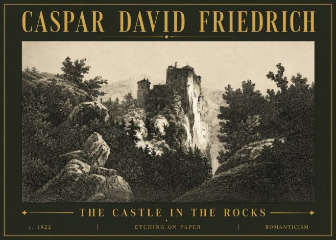 Caspar David Friedrich The Castle in the Rocks No5 - Plakat