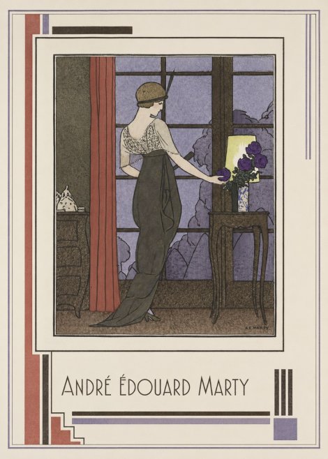 André Édouard Marty Lady at the Window with Roses No1 - Plakat
