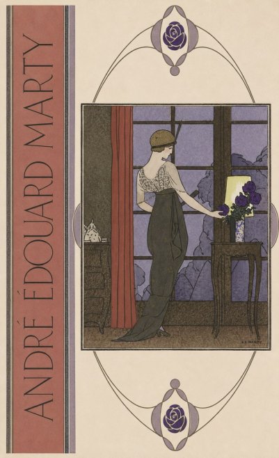 André Édouard Marty Lady at the Window with Roses No2 - Plakat