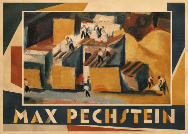 Max Pechstein Workers on Rooftops No4 - Plakat