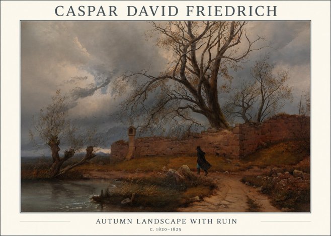 Caspar David Friedrich Autumn Landscape with Ruin No1 - Plakat