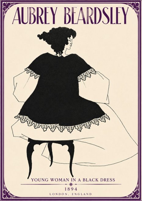 Aubrey Beardsley Woman in a Dress No5 - Plakat