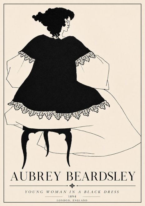 Aubrey Beardsley Woman in a Dress No6 - Plakat