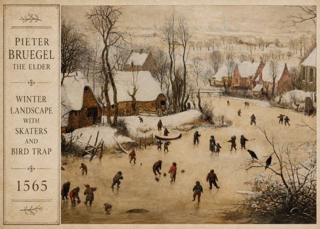 Pieter Bruegel Winter Landscape with Skaters and Bird Trap No2 - Plakat