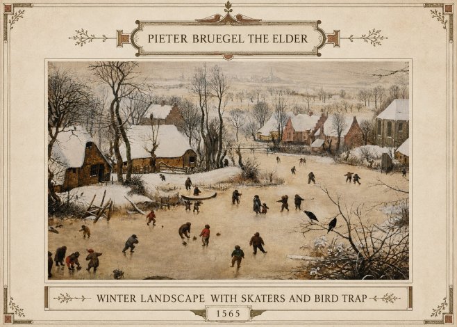 Pieter Bruegel Winter Landscape with Skaters and Bird Trap No3 - Plakat