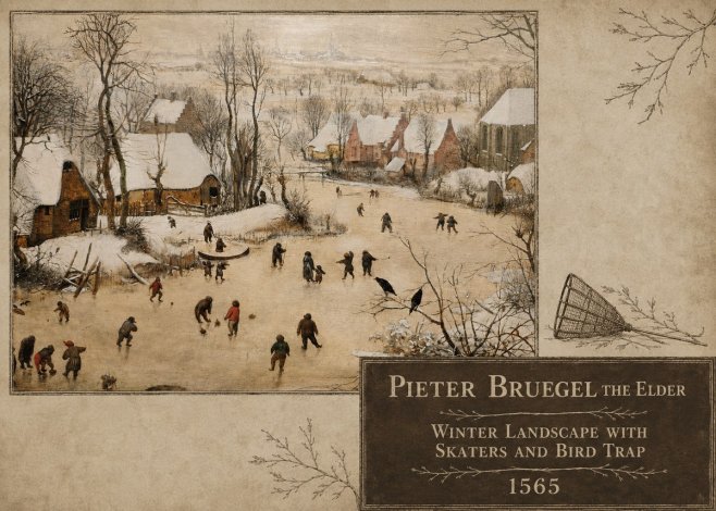 Pieter Bruegel Winter Landscape with Skaters and Bird Trap No5 - Plakat