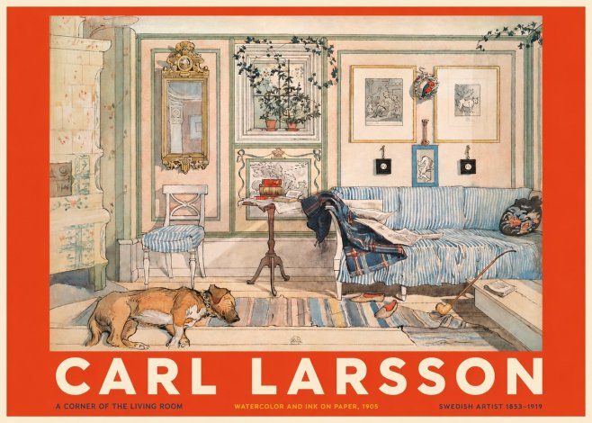 Carl Larsson Interior with Sleeping Dog No5 - Plakat