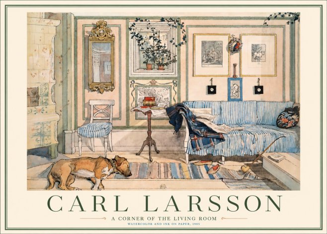 Carl Larsson Interior with Sleeping Dog No6 - Plakat