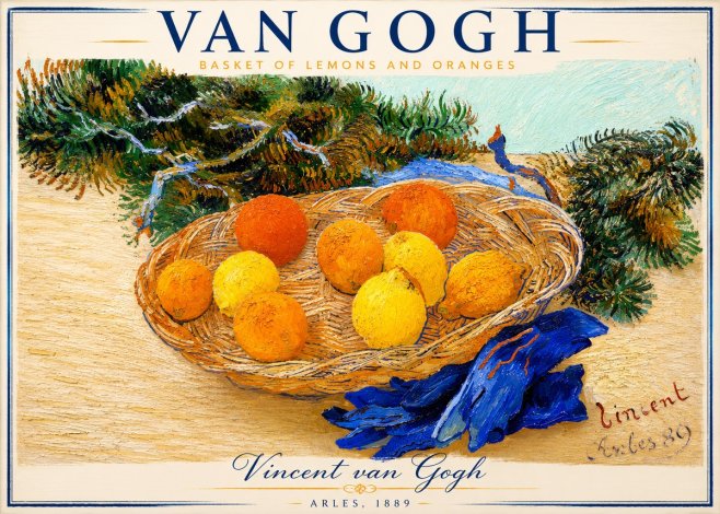Van Gogh Basket of Lemons and Oranges No3 - Plakat