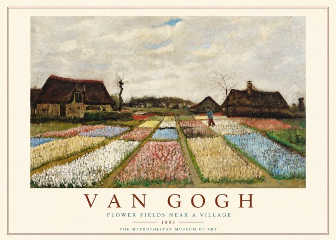 Van Gogh Flower Fields Near a Village No3 - Plakat