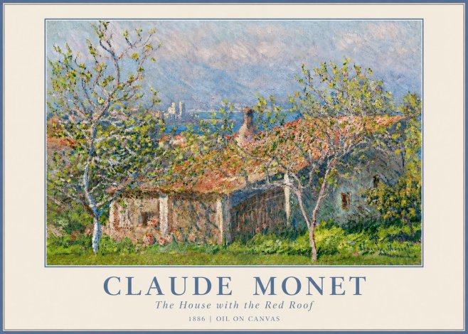 Monet The House with the Red Roof No3 - Plakat