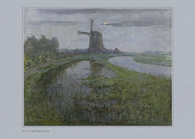 Piet Mondrian Windmill by the Water II No3 - Plakat