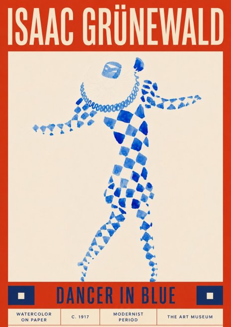 Isaac Grünewald Dancer in Blue No6 - Plakat