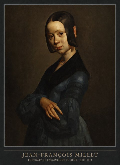 Jean-François Millet Portrait of Pauline Ono in Blue No6 - Plakat