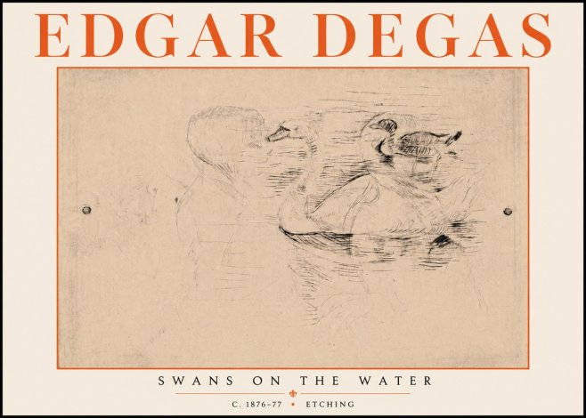 Edgar Degas Swans on the Water No5 - Plakat