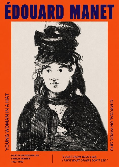 Édouard Manet Young Woman in a Hat III No2 - Plakat