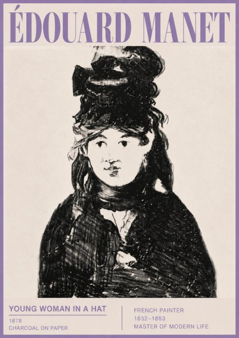Édouard Manet Young Woman in a Hat III No5 - Plakat