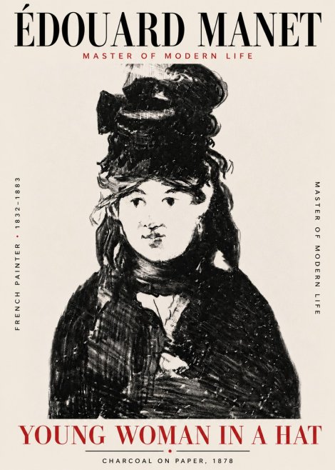 Édouard Manet Young Woman in a Hat III No6 - Plakat
