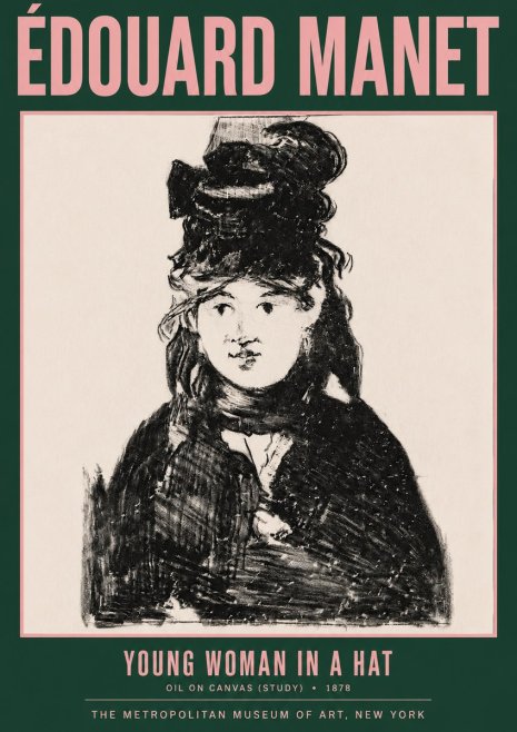 Édouard Manet Young Woman in a Hat IV No3 - Plakat