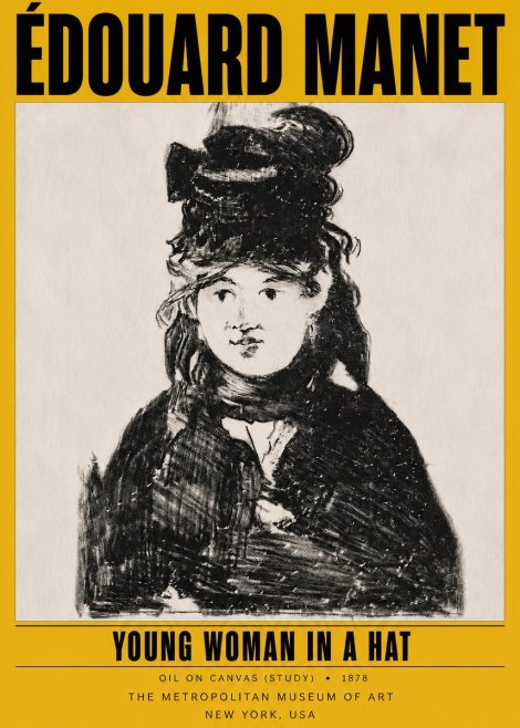 Édouard Manet Young Woman in a Hat IV No4 - Plakat