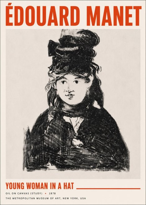 Édouard Manet Young Woman in a Hat IV No5 - Plakat