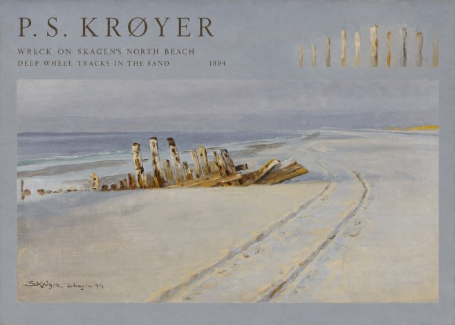 P.S. Krøyer Wreck on Skagen's North Beach. Deep Wheel Tracks in the Sand No4 - Plakat
