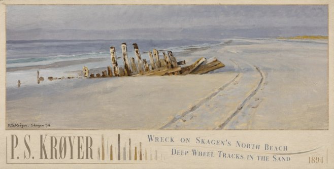 P.S. Krøyer Wreck on Skagen's North Beach. Deep Wheel Tracks in the Sand No6 - Plakat
