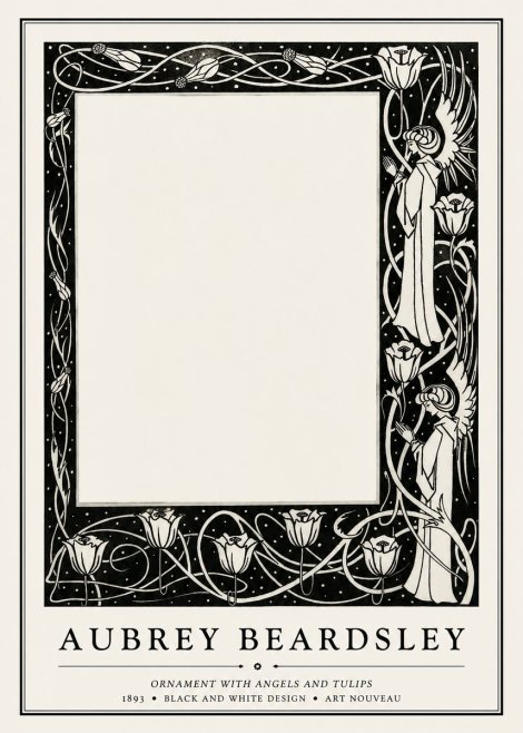 Aubrey Beardsley Ornament with Angels and Tulips No1 - Plakat