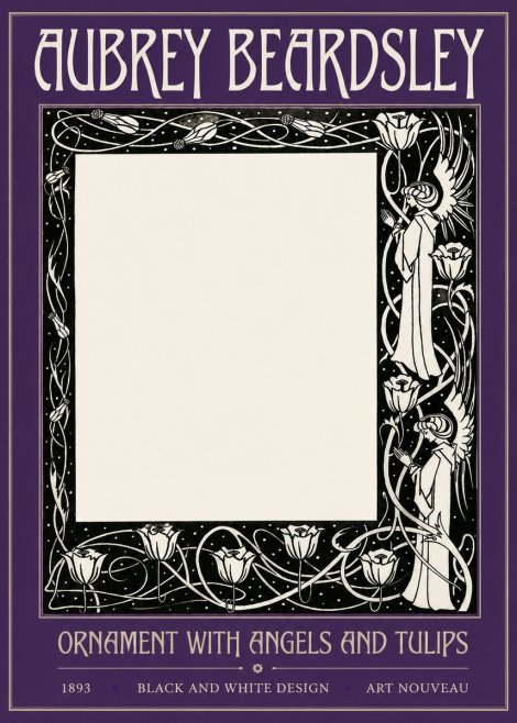 Aubrey Beardsley Ornament with Angels and Tulips No2 - Plakat