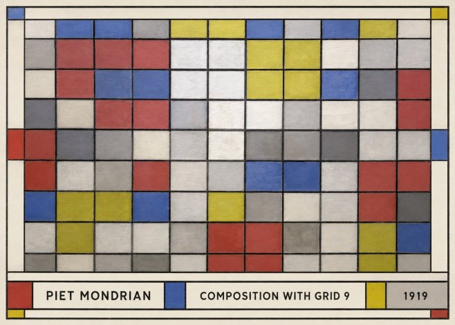 Piet Mondrian Composition with Grid 9 No1 - Plakat