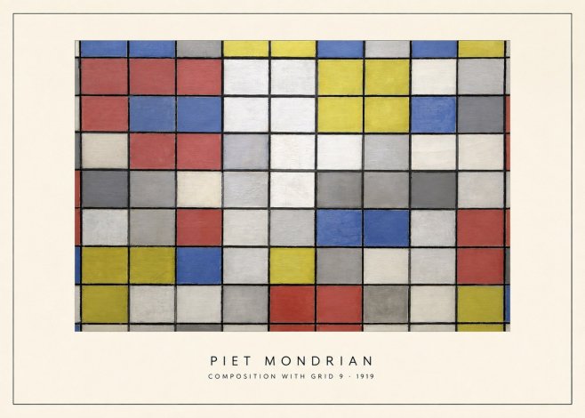 Piet Mondrian Composition with Grid 9 No4 - Plakat