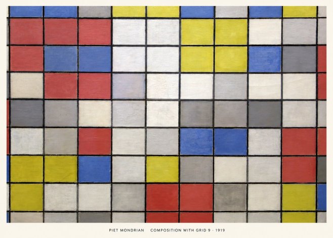 Piet Mondrian Composition with Grid 9 No5 - Plakat