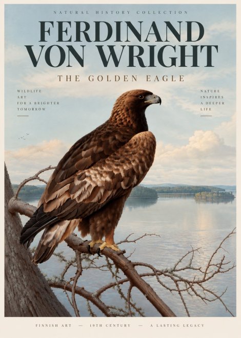 Ferdinand von Wright Eagle Perched by the Lake No6 - Plakat