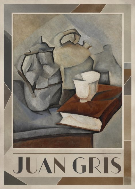 Juan Gris Still Life with Book and Vessels No1 - Plakat