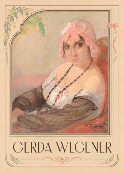 Gerda Wegener Woman in a Pink Bonnet No1 - Plakat