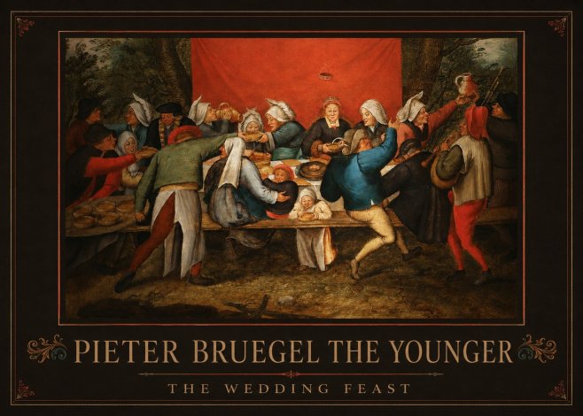 Pieter Bruegel The Wedding Feast No1 - Plakat
