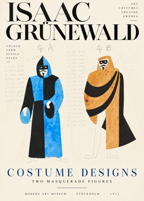 Isaac Grünewald Two Masquerade Figures - Costume Sketch No6 - Plakat