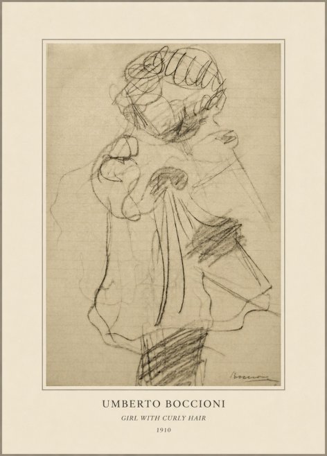 Umberto Boccioni Girl with Curly Hair No4 - Plakat