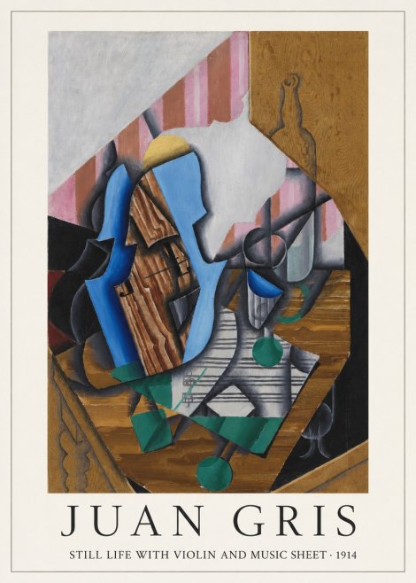 Juan Gris Still Life with Violin and Music Sheet No3 - Plakat