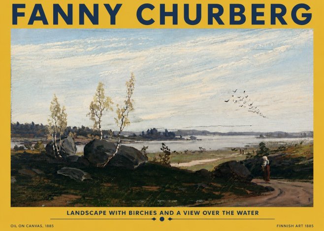 Fanny Churberg Landscape with Birches and a View over the Water No5 - Plakat